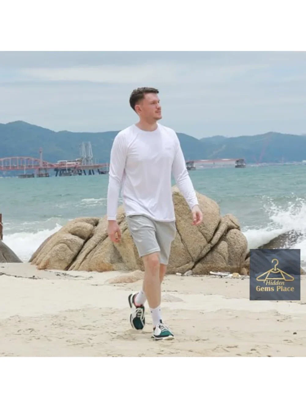UPF 50+ Long Sleeve Rash Guard Shirt for Men - Lightweight Quick Dry UV Sun